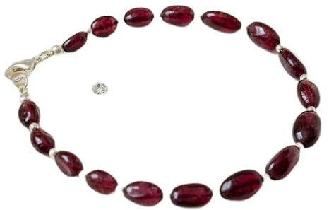 WORLD WIDE GEMS 8x5-12x9 mm naturlig granatlänkarmband oval form enfärgad röd färg 7,5 tum stapelbart armband handgjorda smycken |WW_SLNK_00147