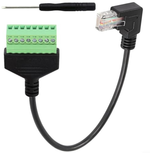 för rj45 till 8-pols skruvklämmor, adapter, nätverkskabel, lödfri för Cat5e Cat6 Cat7, Ethernet-anslutning, stabil för CCTV-övervakningssystem, kontorskabel med skruvmejsel grön, 30 cm kabel (vänster)