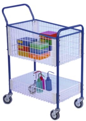 neoLab Stahl Drahtkorbwagen ohne Griff mit 2 Körben, 73cm x 41cm x 85cm