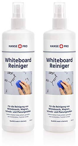 HANSE PRO Whiteboardreiniger, 2 x 250 ml I Cleaner I Löscher I Zubehör I Tafel-Reiniger I Spray I Flipchart I Reinigung und Pflege I in praktischer Pump-Spray-Flasche