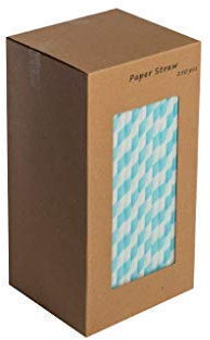 We Can Source It Ltd – Paper Drinking Straws 8 Inch with Light Blue & White Stripes – Strong Disposable Straws for Cocktails, Tumblers, Soft Drinks – Suitable for Hot and Cold Beverages - Pack of 250