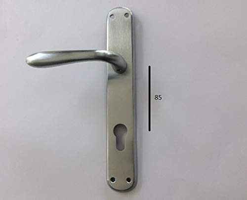 MANIGLIA PER PORTA SIDNEY 1126 P IN MARITECH CROMO SATINATO, FORO CILINDRO YALE, CON PLACCA INTERASSE MM.85 COMPLETA PER UNA PORTA DENTRO+FUORI, CON MOLLA DI RITORNO VITI DI FISSAGGIO COMPRESE