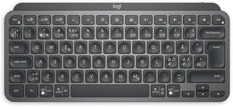 Logitech MX Keys Mini Minimalistiskt Trådlöst Belyst Tangentbord, Kompakt, Bluetooth, Bakgrundsbelyst, USB-C, Kompatibel med Apple macOS, iOS, Windows, Linux, Android, PAN QWERTY - Mörkgrå
