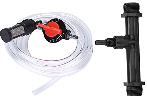 Inyector de Fertilizante, Dispositivo de riego G3/4 Inyector de Tubo de jardín 0.65-2.423/h 0.7-9.5bar con Filtro de Interruptor de Tubo para Sistema de riego por Goteo