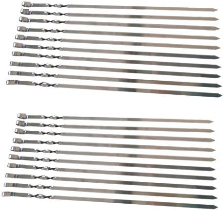 rukauf 20 hochwertige Grill-Spieße aus Edelstahl 60cm -1cm Breit - solide 2mm Stärke/Dicke