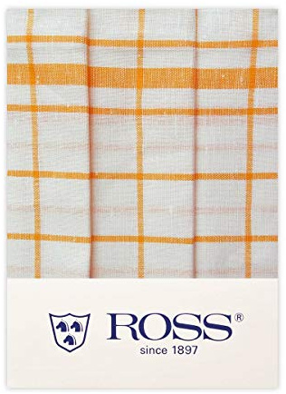 Ross 3er Pack Halbleinen-Geschirrtücher Karo gelb, 50x70 cm