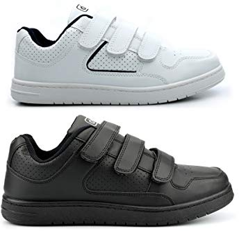 Mens Touch Fastening Trainers Mens Touch Fastening Shoes Mens Trainers Mens Shoes Mens Casual Trainers Mens Casual Shoes Black/White