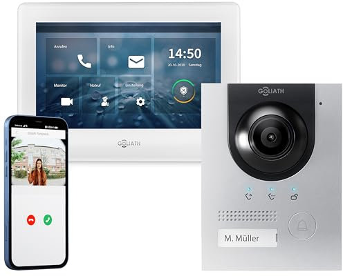 GOLIATH® Türklingel & Türsprechanlage mit Kamera & Monitor [Full HD] - Klingel mit Kamera & Monitor - Doorbell Camera - Video Sprech - & Klingelanlage mit Türöffner - Videotürklingel Weitwinkelkamera
