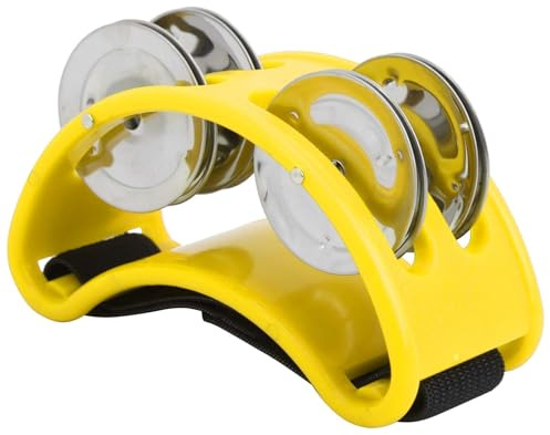 Percussion Foot Tambourine, Cajon Fußtamburin mit Stahlglocken, Musikinstrumenten-Perkussionszubehör, mit 4 Pariser Metallglocken und verstellbarem Riemen