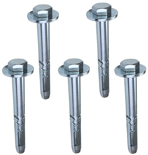 AERZETIX - C53990 - Satz von 5 Bolzen bolzenanker dübel mit hülse für beton mit bolzen mit sechskantkopf und unterlegscheibe - Ø10mmx86mm M8 - aus verzinktem stahl