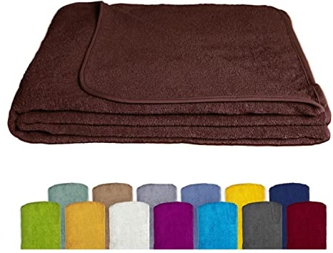 KiGATEX Frottee-Decke, Schoko, 150x200cm, 100% Baumwolle, Oeko-TEX® | Sommerdecke für warme Tage, Tagesdecke für Bett und Sofa, Strandtuch für Urlaub, atmungsaktiv, waschbar, zuhause & unterwegs