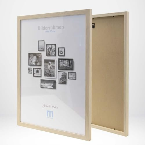 M MERCEO Bilderrahmen 50x70cm Natur, 2 Stk., MDF | Minimalistisch & Modern, Acrylglasschutz, Wandmontage, Hochformat oder Querformat
