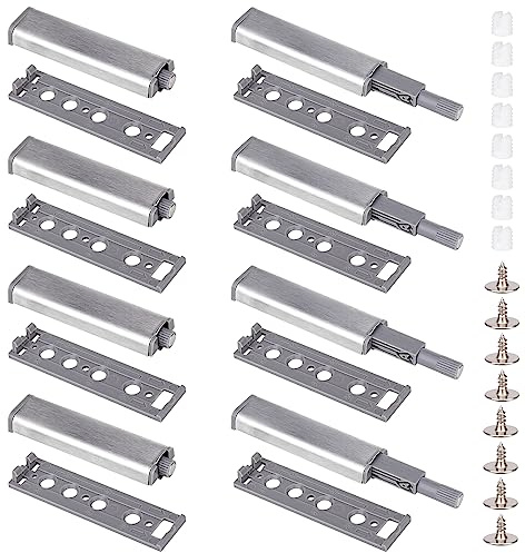 GoldRock Tryckdörröppnare Push to Open dörröppnare, 8 stycken tips på för dörrar, softclose eftermontering, softclose dörrdämpare silver, magnetisk näppdämpare för skåpdörrar, magnetdörrstängare