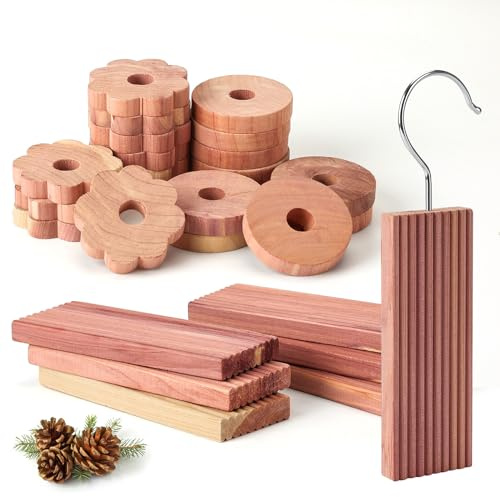 Yizhet Cedro Antipolillas, 26 Piezas Madera de Cedro contra Polillas | Protección Antipolillas Natural para Ropa, Armarios, Ambientador, Perchas, Cajones