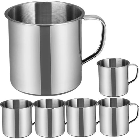 OUNONA 6pcs Boy Girl Camping Mugs Stainless Steel Cups Lightweight Unbreakable Water Mugs for School Camping and Travel Safe Smooth Edges Easy to Grip Drinking Cups for Boy Girl