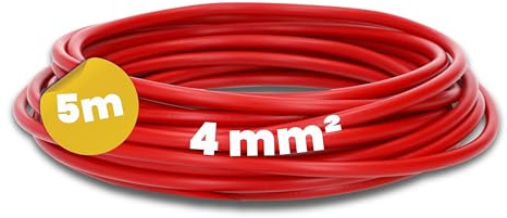 Kalitec 5 Metres H07V-K 4 mm² Red Wiring Cable I Flexible Wire 4 mm2 I Fine-Strand Wiring I Single Wire Cable for Control Cabinet I Switch Wire