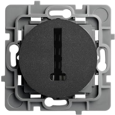 DEBFLEX - Casual Evo - Presa da parete telefonica + supporto metallico - Presa T inversa per telefono con cavo - Installazione da incasso - Nero - 48 x 48 x 27 mm