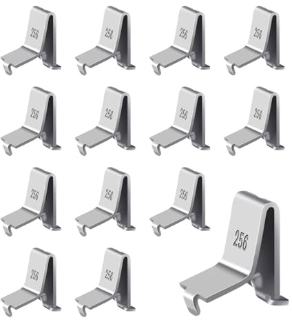 Hosrnovo Shelf Clips, Adjustable Supports Clip for 255 Standard Pilaster, Heavy Duty Metal Shelving Brackets Clips for Kitchen Cabinet Bookcase (Silver 14) | Heavy Duty Metal Shelving Brackets Clips for Kitchen Cabinet Bookcase (Silver 14)