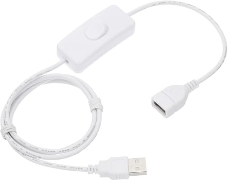 sourcing map Câble d'extension USB avec interrupteur à bascule marche/arrêt 1 m USB mâle vers femelle pour lampe de bureau, ventilateur, bande lumineuse LED, blanc, lot de 1