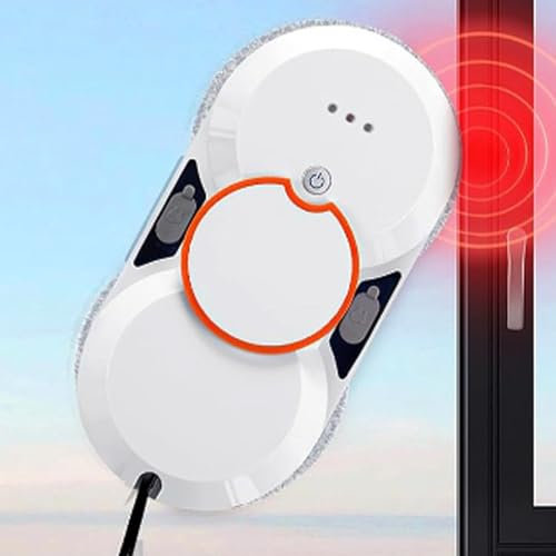 Robot Lavavetri, Aspirapolvere Intelligente Per Finestre 5600pa Con Spruzzo D'Acqua Automatico/Telecomando/Percorso Pianificazione Intelligente,Robot Lavavetri Per Finestre Interne/Esterne,White