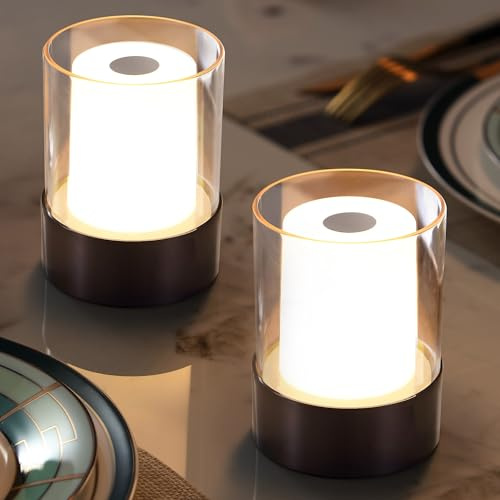 NEWSEE Cordless Rechargeable LED Table Lamp, Portable Waterproof Touch Small Bedside Lamp Kids Night Light for Bedroom Decoration, Baby Night Light, Bathroom, Feeding, Bar (Black-2 (PE Plastic))