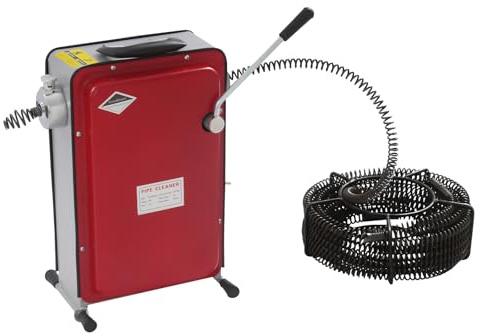 240 W elektrisk rörrengöringsmaskin med 14,5 m fjäder, rörrengöringsanordning, rörrensare med 6 skärhuvuden, avloppsrörrengöring, rörpropp för Ø 20–130 mm rörledningar