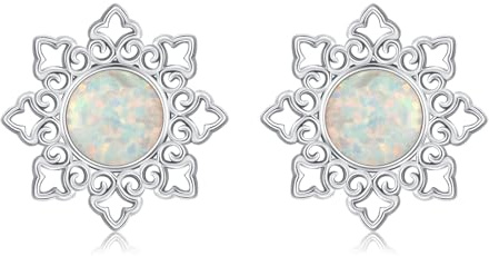 Weiße/Blaue/Rosa/Orange Opal Ohrringe 925er Sterling Silber Opal Ohrstecker Filigrane Schmuck für Frauen Mädchen