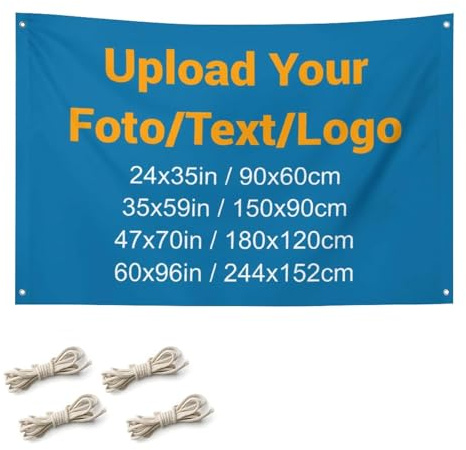 Banner Selbst gestalten, Personalisierte Banner, Werbebanner, Foto/Text/Logo, Outdoor Indoor, Passen Sie Ihr Geburtstagsfeiern, Abschlussfeiern, Festivalveranstaltung (120x180cm(47x70 in))