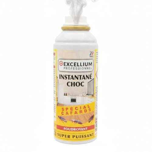 Fumigène Insecticide Anti-Cafards Choc 150ml EXCELLIUM PROFESSIONNEL | Anti-cafards et blattes · Diffusion fumigène automatique · Couvre 60 m² · Effet choc dès la 1re minute · Usage intérieur
