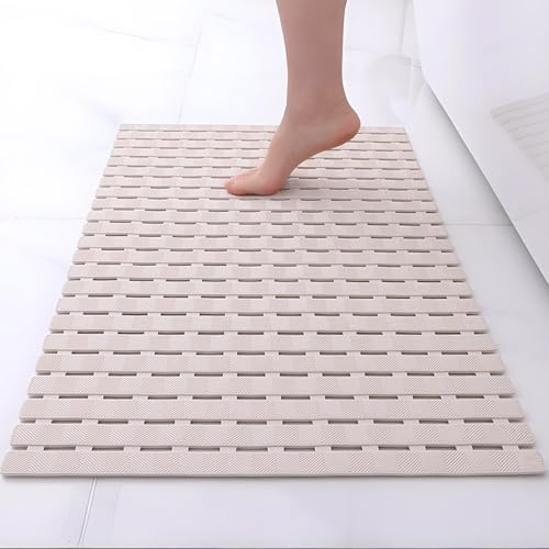 easyBee Duschmatta, hudkänslig, 70x40 cm, badkarsmatta för barn, halkfri duschmatta, BPA-fri, latexfri, halkfri, mögelbeständig, maskinvättbar, duschinsats, halkfri (Khaki)