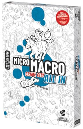MicroMacro: Crime City - All in | Jeu de mystère et de détective du | 16 Rechercher et trouver des cas de détective | Jeux de société coopératifs pour adolescents et adultes | À partir de 12