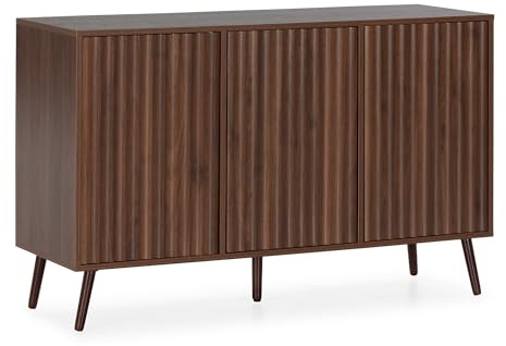 HOMN LIVING Aparador Lluvia 3 Puertas Color Nogal, 120 cm (Ancho) 40 cm (Profundo) 76 cm (Altura)
