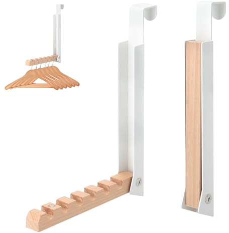 VOSSOT 2 PCS Gancho Plegable para Puerta, Ganchos Plegables para Puerta, Ganchos Plegablee Puerte Colgante, Colgador para 6 Perchas Perchero Puerte Percha Puertt Colgador Puertt Renvalso Hasta 2 cm
