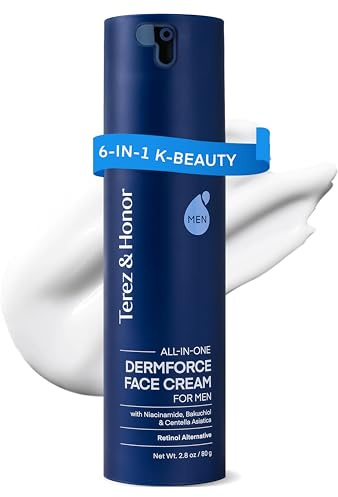 Terez & Honor 6-In-1 Face Cream for Men: Korean Dermforce Anti-Aging Moisturizer Cream with Niacinamide & Bakuchiol - Reduces Wrinkles, Dark Spots, Eye Bags & Puffiness - K-Beauty Skincare 2.8oz