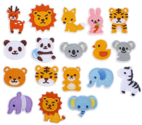18 Pcs Cute Animal Iron On Patches, Colorful Embroidered Applique Stickers