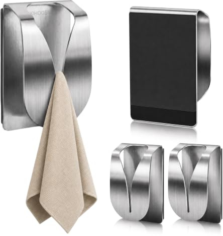 KIHOGEM 4Pcs Magnetischer Handtuchhakenhalter | Superstarker Magnetischer Küchenhandtuchhalter für den Kühlschrank, Edelstahl-Spültuchhalter für Kühlschrank Wohnmobil Garage