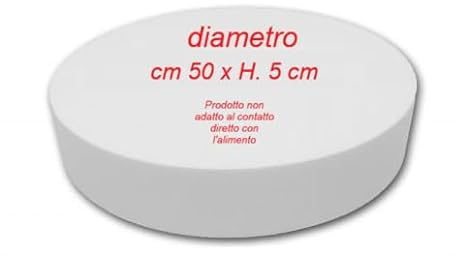 Base in Polistirolo per Torte, Alta Densità, Rotonda, 50 cm Diametro x 5 cm Altezza, Superficie Liscia, Ideale per Cake Design