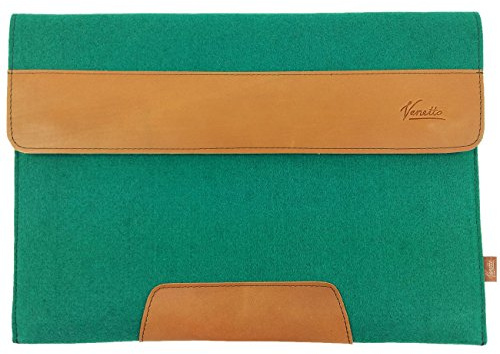 13.3 Inch MacBook Air/Pro Retina /12.9 Inch iPad Pro, Microsoft Surface Laptop Sleeve Case Ultrabook Protective Case for 13 Inch Notebook with Leather Appliqués, Felt Bag Dark Green