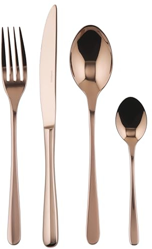 Sambonet 52553C81 - Taste Besteckset für 6 Personen, 24 Teile aus Edelstahl PVD: 6 Gabeln, 6 Löffel, 6 Messer, 6 Teelöffel, spülmaschinenfest, Kupfer