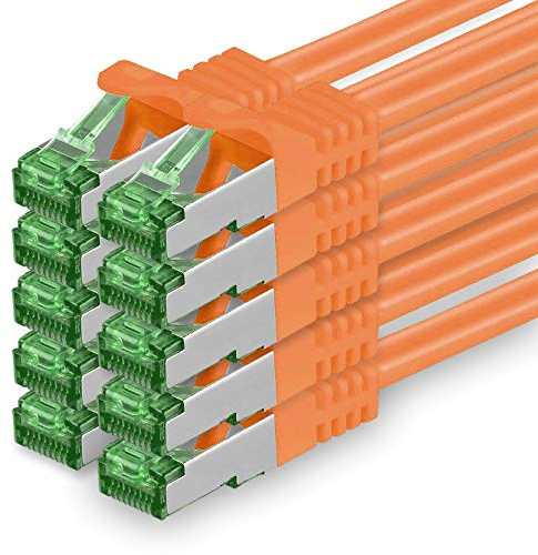 1aTTack.de Câble Réseau Cat7 Cat 7 10 GB/s - 10x 0,5m - RJ45 Ethernet LAN DSL Routeur Modem - Orange