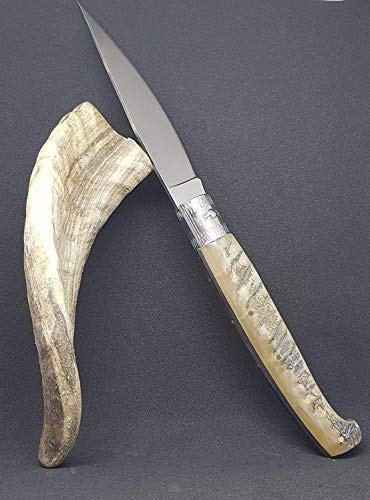 is lunas COLTELLO SARDO PATTADA ARTIGIANALE MANICO in CORNO COLLEZIONE TASCABILE da caccia 131 (23,5 cm, Misura Grande)