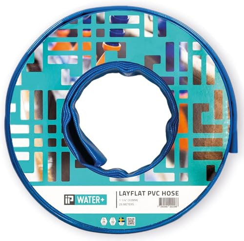 IP Water+ Flachschlauch | Ø 25 mm | 1 Zoll, 25 m | Bauschlauch & Pumpenschlauch für Pumpe | Schlauch aus PVC, flach aufrollbar | Wasserschlauch