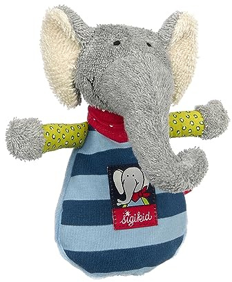 SIGIKID Coussin chauffant éléphant Lolo Lombardo pour fille et garçon, recommandé à partir de 0 mois, gris/bleu, 39388
