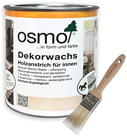 Osmo Dekorwachs Transparent 0,75 l (Eiche Antik 3168) + Flächenstreicher Pinsel von Pfahler
