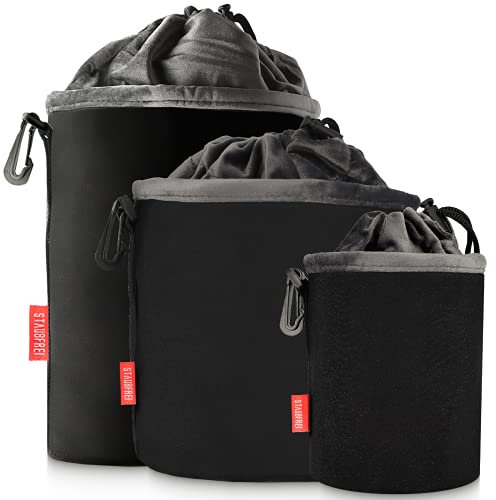 STAUBFREI Neopren Kamerabeutel Kamera Tasche mit Fütterung Kameratasche oder Objektivtasche Mit Fleece und Mikrofaser Schutz [3er Set (S,L,M)]