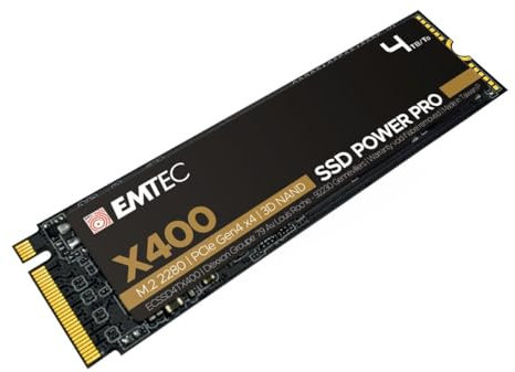 Emtec - Interne SSD Collection X400 Power Pro M.2 2280 NVMe – 4 TB, 4 TB – ECSSD4TX400 – PCIe Gen4x4-3D NAND – Ideal für Gamer, Videospiele, Intensivarbeit