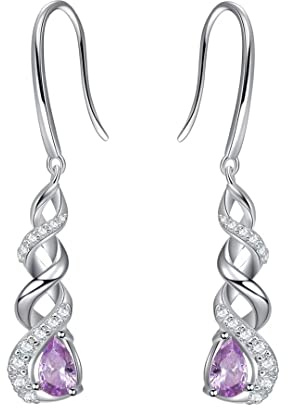 Qings Orecchini Infinito Birthstone - Orecchini Pendenti Donna Argento 925 Con Pietre Portafortuna Zirconia Cubica Orecchini Scintillanti Twist Stroili Regalo di Gioielli per Ragazze Donne