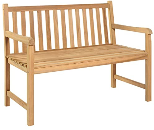 vidaXL Teak Massiv Gartenbank Sitzbank Parkbank Holzbank Massivholzbank Bank Gartenmöbel Terrassenbank Balkonbank Terrasse Outdoor 114cm