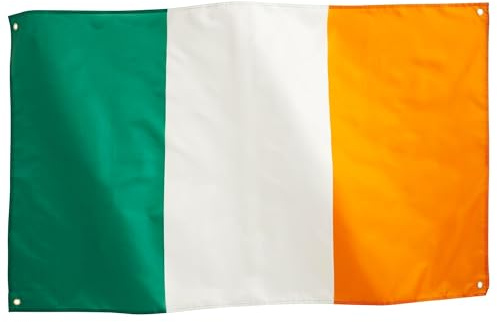Runesol Drapeau Irlande, 91x152cm, St Patrick's Day, 3ft x 5ft, Bannière Tricolore, 4 œillets en Laiton dans Chaque Coin, Célébrations Irlandaises, Imperméable, Intérieur, Extérieur