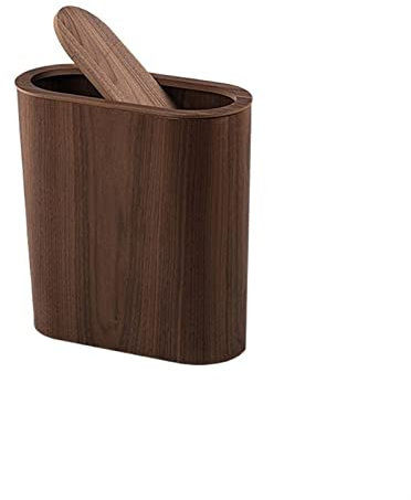 TOMYEUS Papelera de Baño Tipo de Empuje Ovalado Basaje de baño de Madera Basura con Tapa de la Sala de Estar de Estilo nórdico Dormitorio de desecho Estrecho Cubo de la Basura (Color : B)